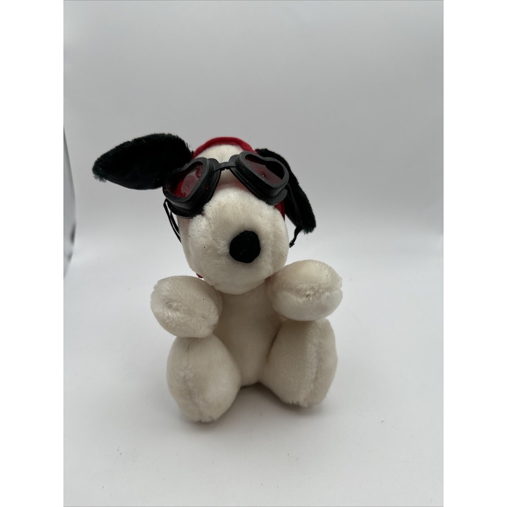 Vintage Rare Snoopy Aviator Pilot Plush Valentine's Day Themed 7" No Scarf *Read